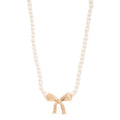 Pearl Ribbon Bow Pendant Necklace - Mr Lou’s Place