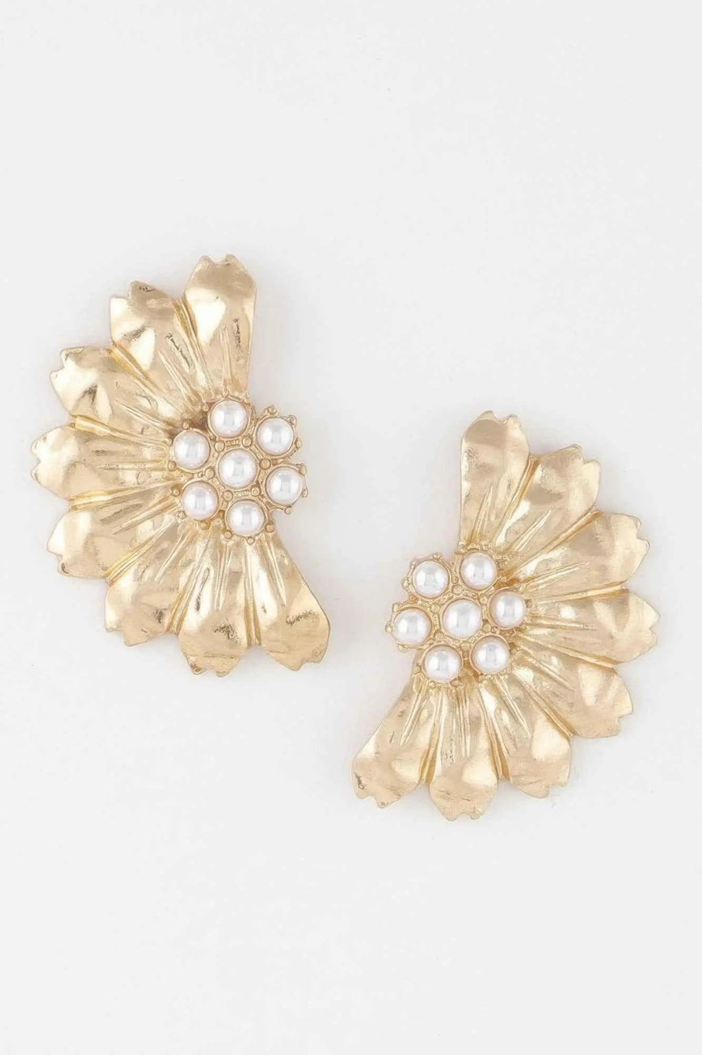 Pearled Half Flower Earrings - Mr Lou’s Place