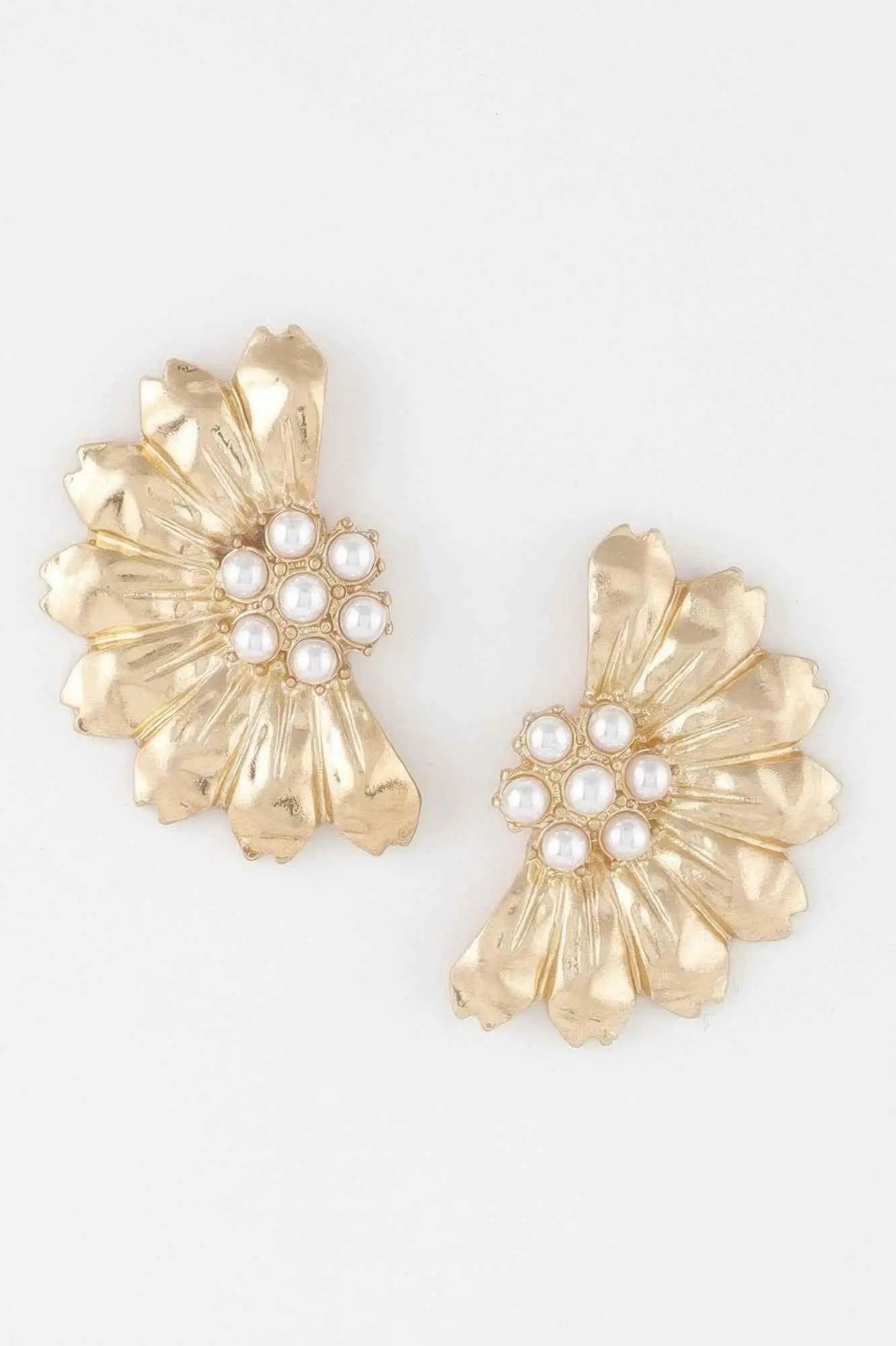 Pearled Half Flower Earrings - Mr Lou’s Place