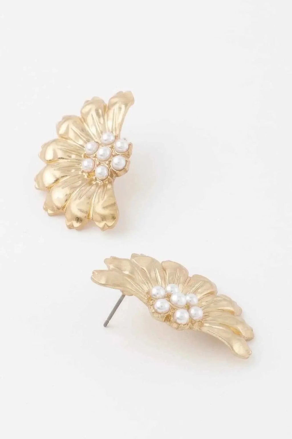 Pearled Half Flower Earrings - Mr Lou’s Place