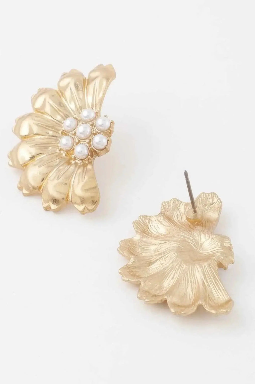 Pearled Half Flower Earrings - Mr Lou’s Place