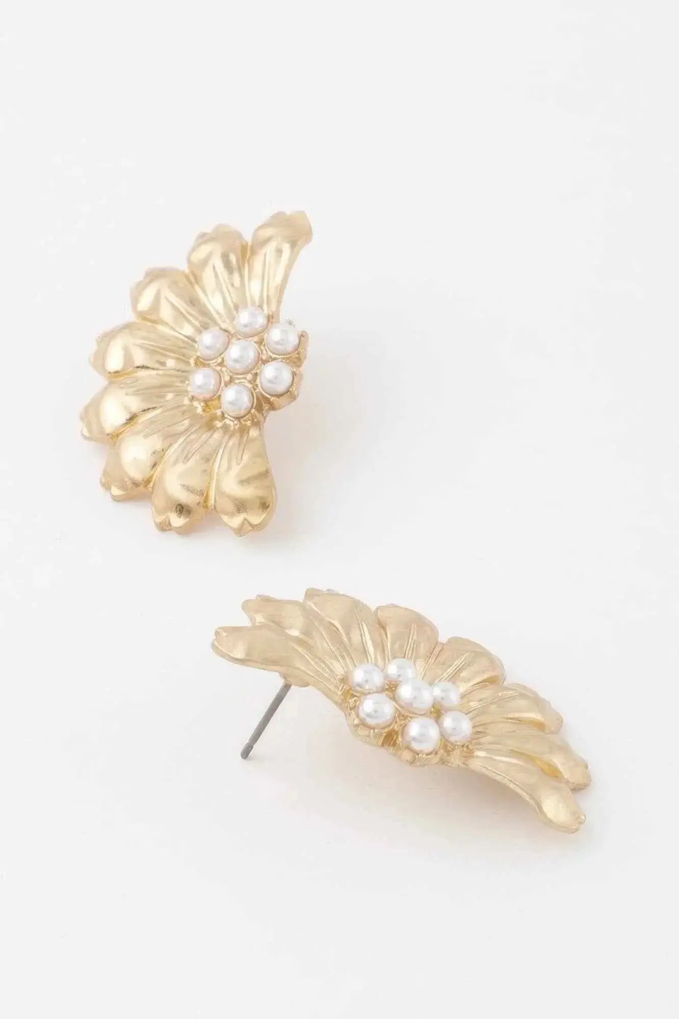 Pearled Half Flower Earrings - Mr Lou’s Place