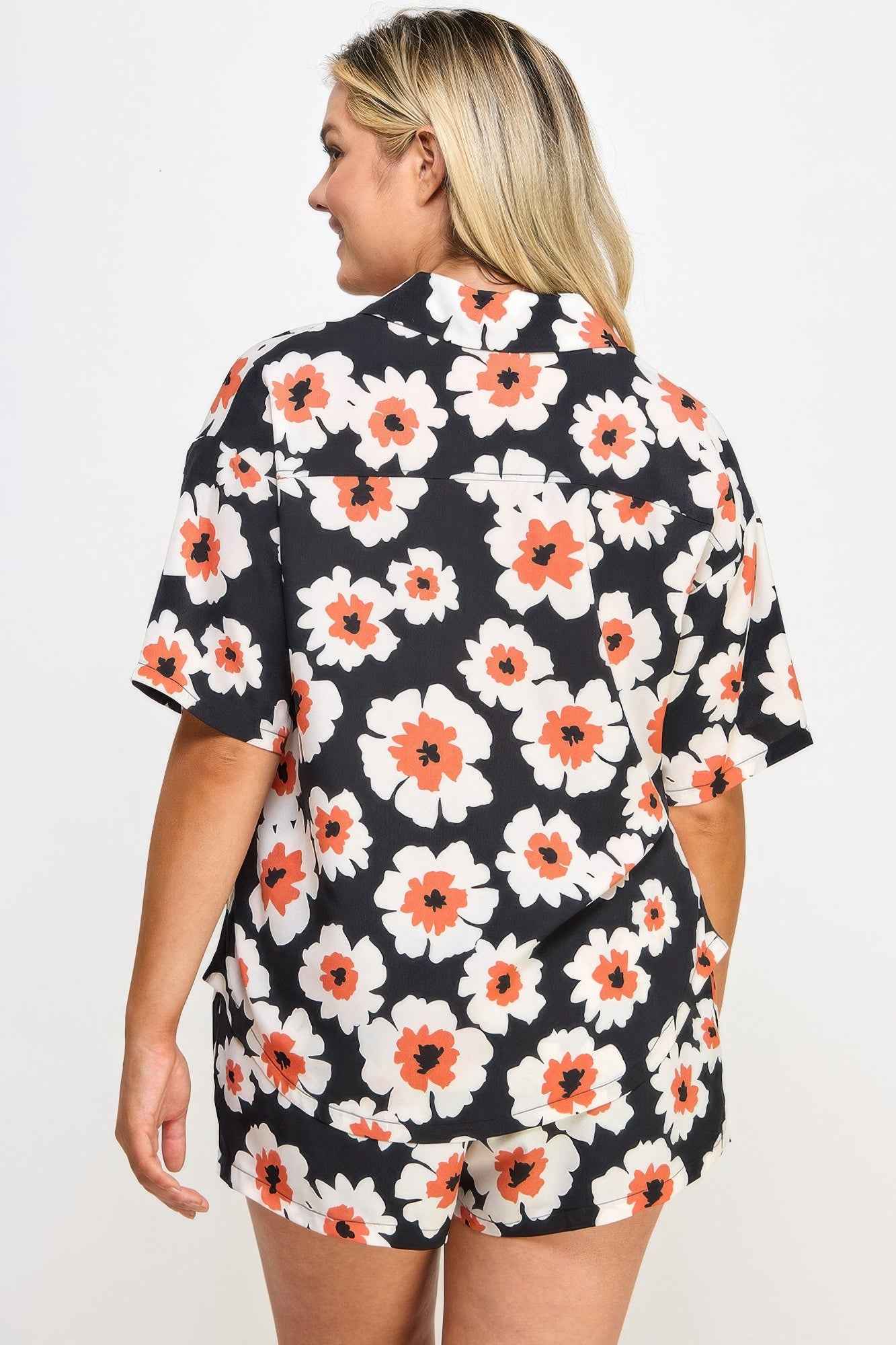 Plus Button Down Shirt And Shorts Set - Mr Lou’s Place