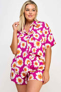 Plus Button Down Shirt And Shorts Set - Mr Lou’s Place