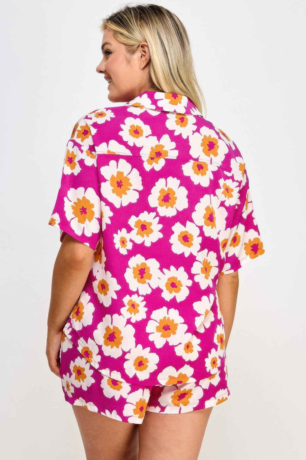 Plus Button Down Shirt And Shorts Set - Mr Lou’s Place