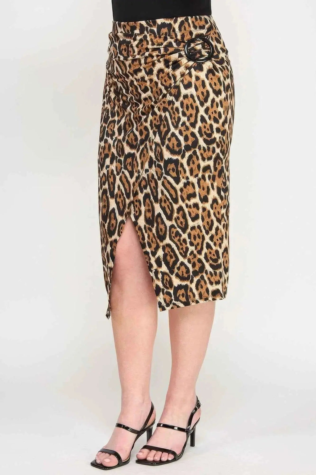 Plus Leopard Prt Asym Skirt W/ Buckle - Mr Lou’s Place