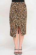 Plus Leopard Prt Asym Skirt W/ Buckle - Mr Lou’s Place