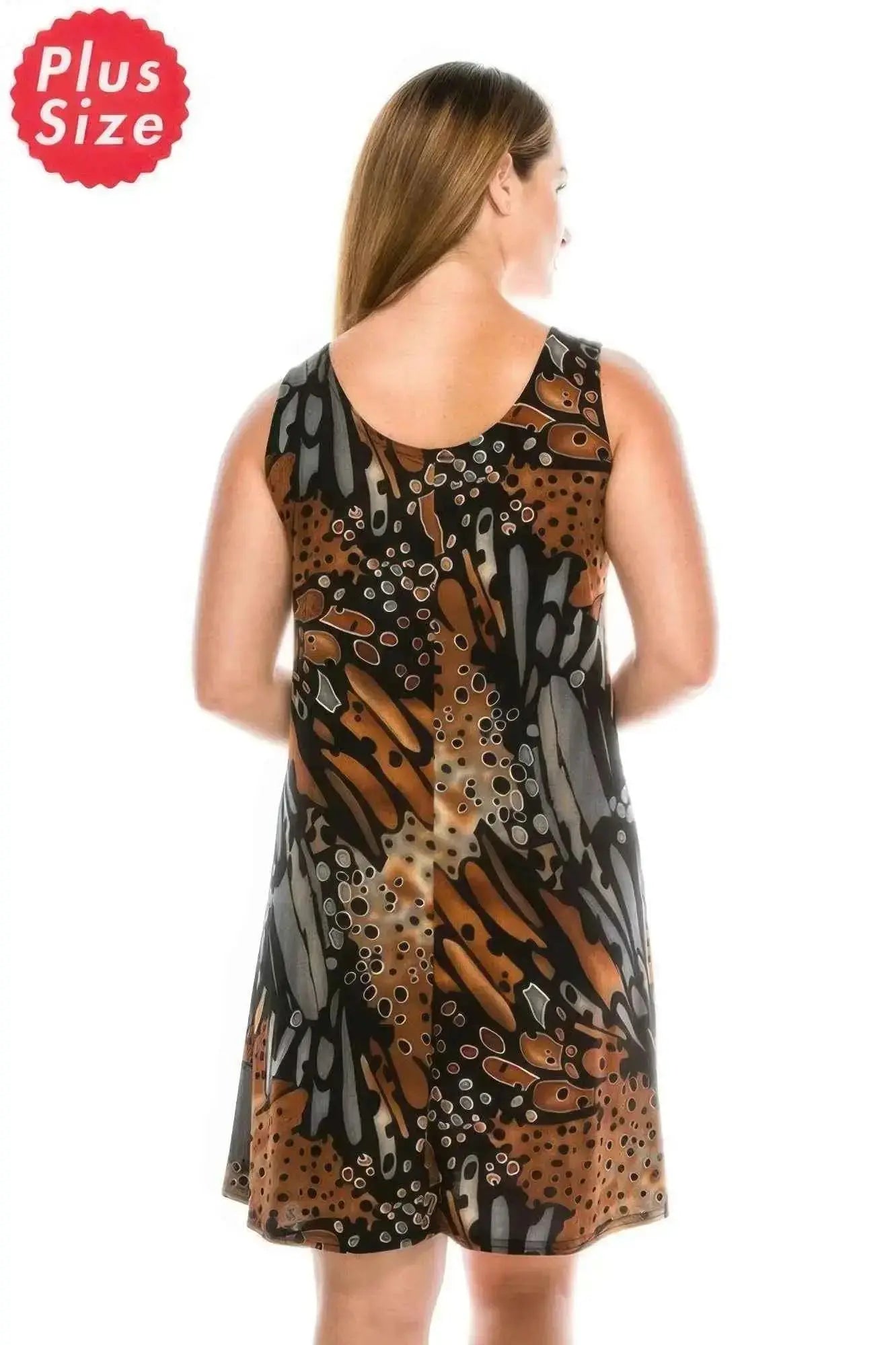 Plus Size Abstract Print Short Dress - Mr Lou’s Place