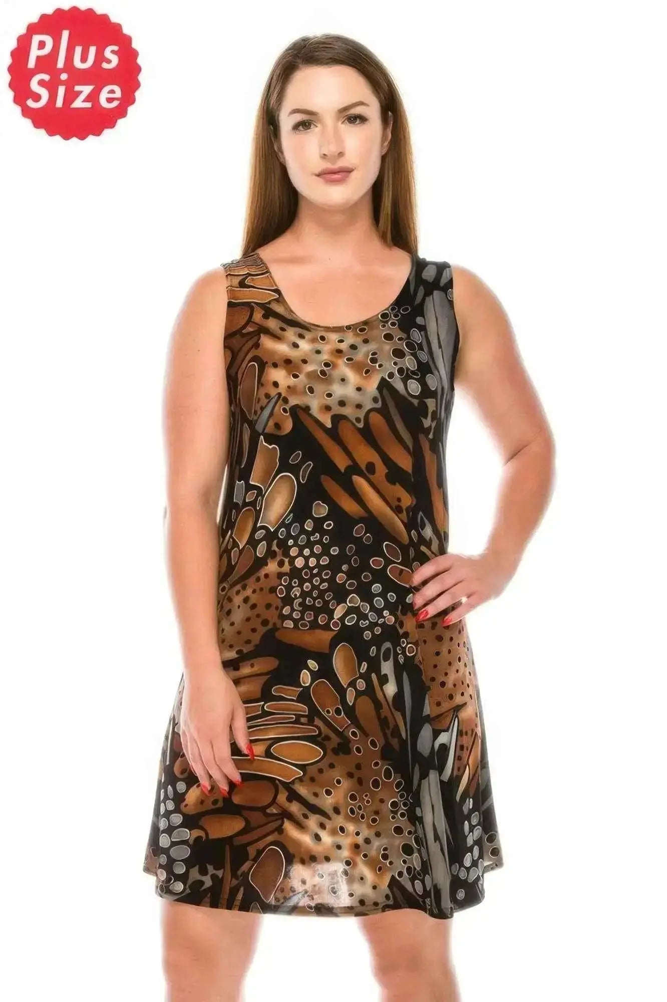 Plus Size Abstract Print Short Dress - Mr Lou’s Place