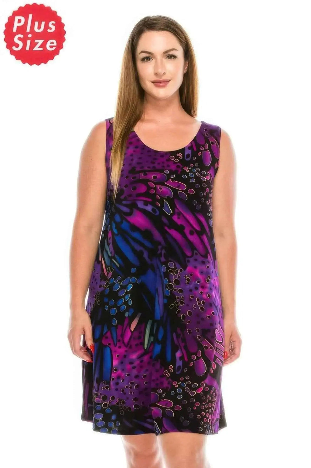 Plus Size Abstract Print Short Dress - Mr Lou’s Place