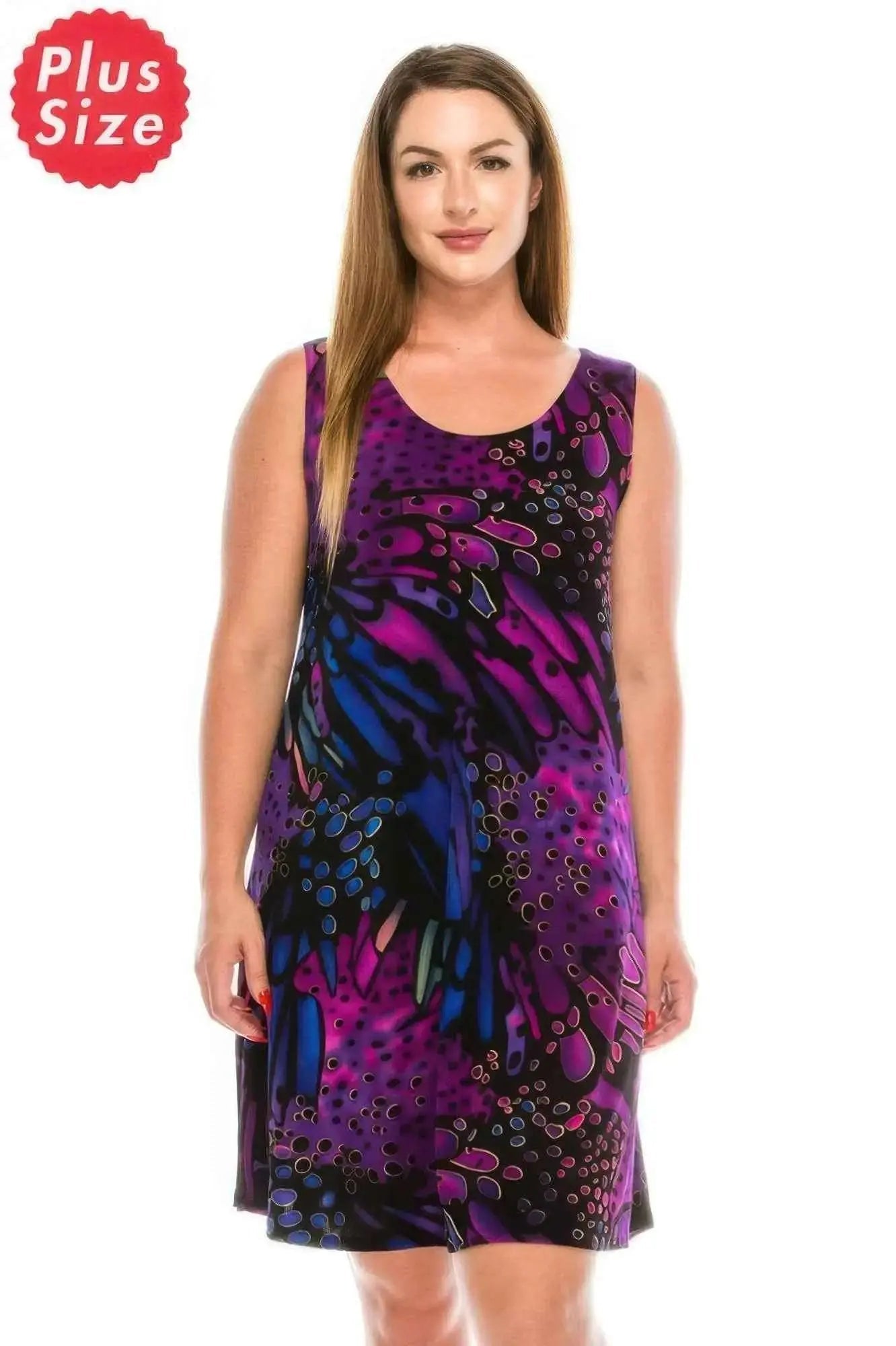 Plus Size Abstract Print Short Dress - Mr Lou’s Place
