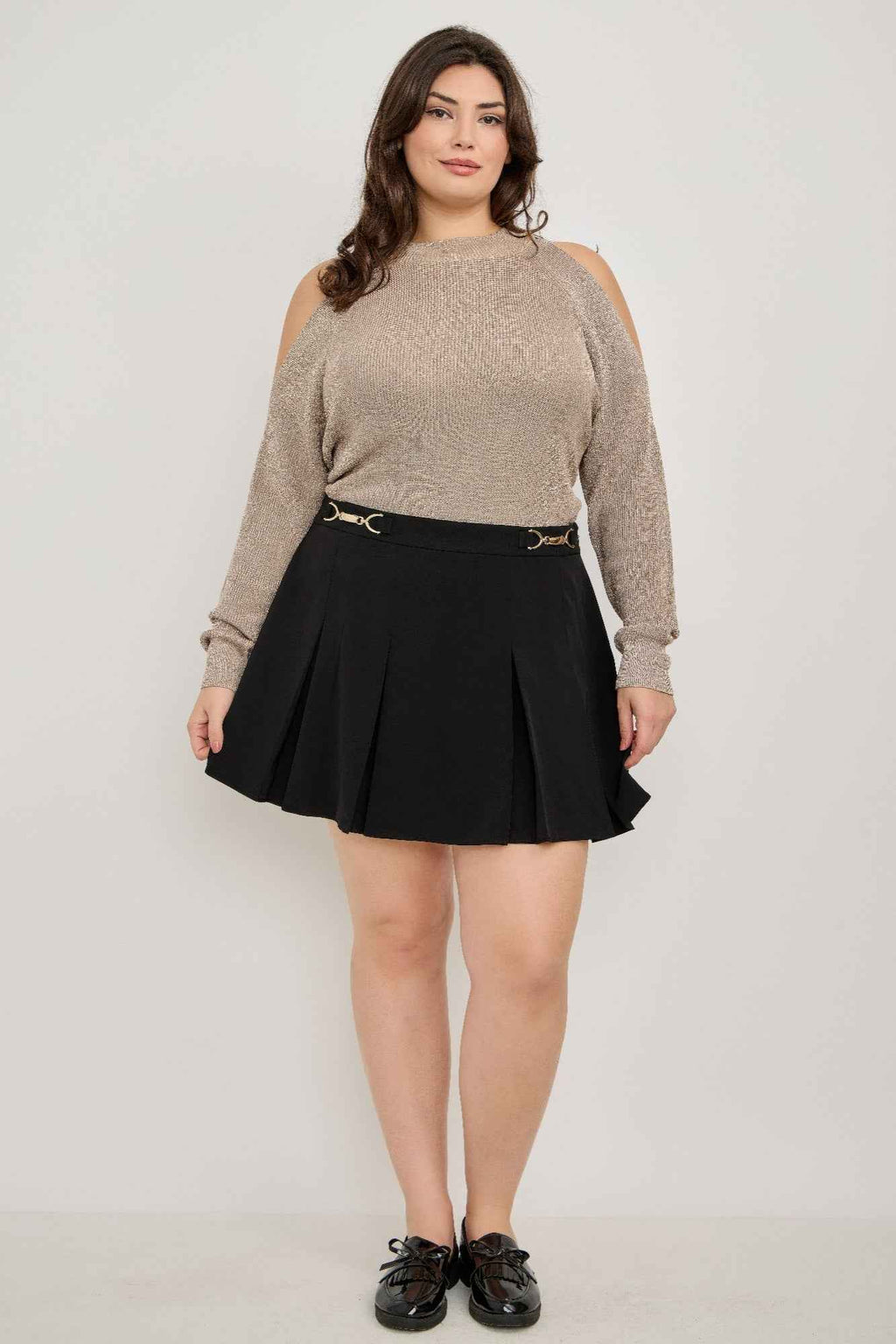 Plus Size Cold-shoulder Knit Sweater - Mr Lou’s Place