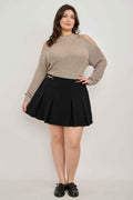 Plus Size Cold-shoulder Knit Sweater - Mr Lou’s Place