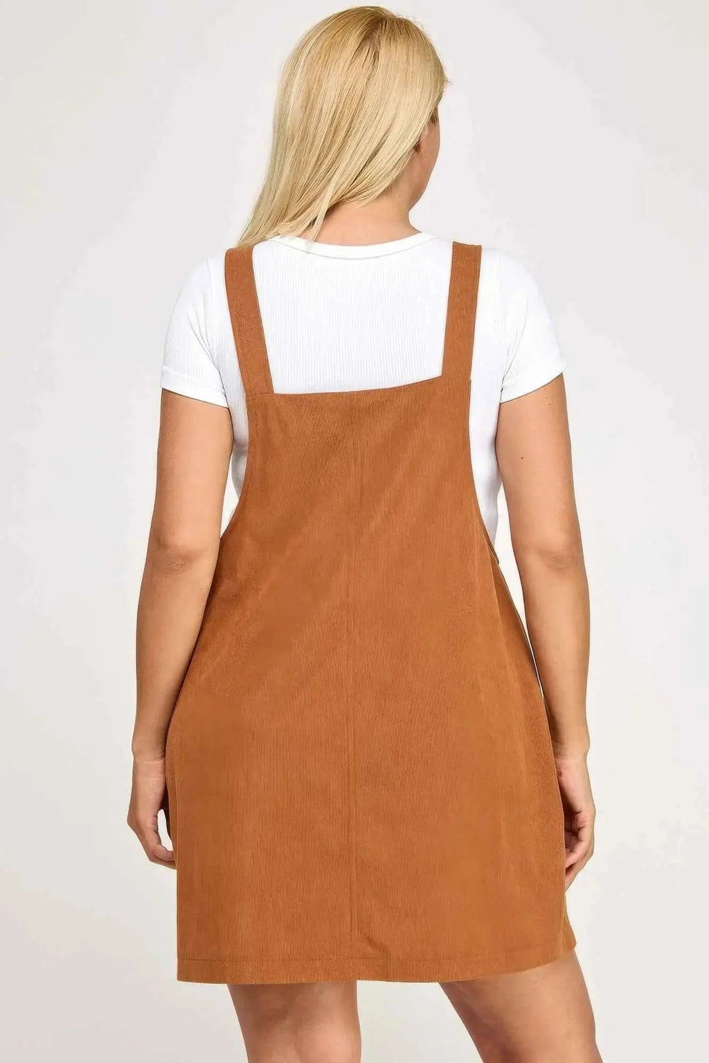 Plus Size Corduroy Overall Dress - Mr Lou’s Place