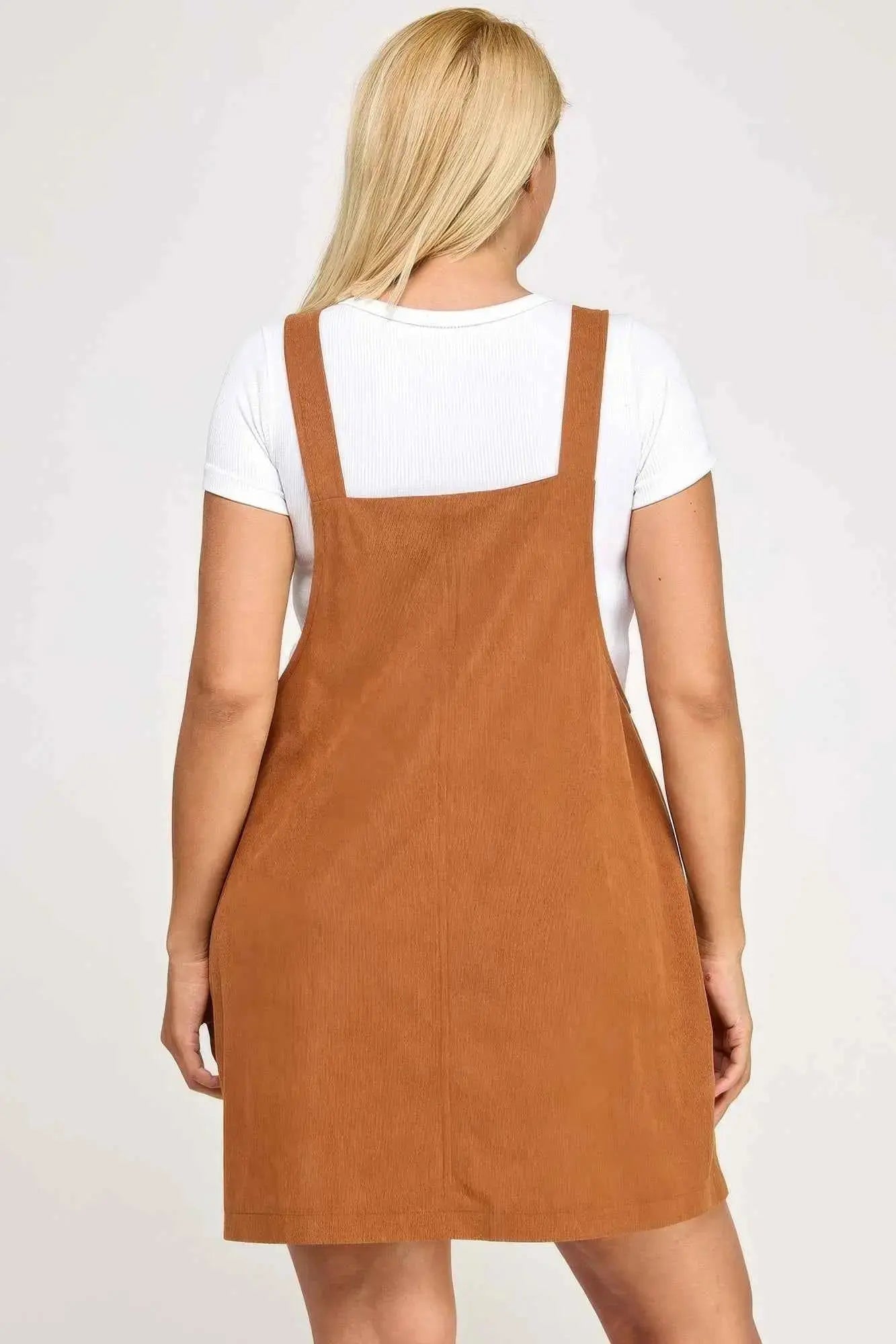 Plus Size Corduroy Overall Dress - Mr Lou’s Place