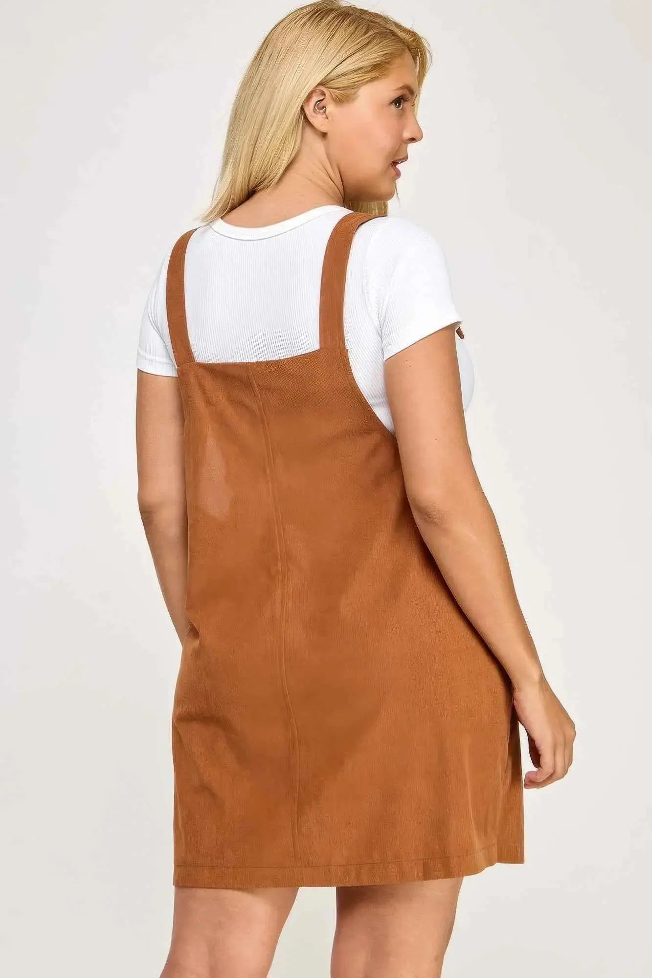 Plus Size Corduroy Overall Dress - Mr Lou’s Place