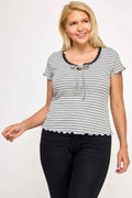 Plus Size Curly Merrow Tie Front Top - Mr Lou’s Place