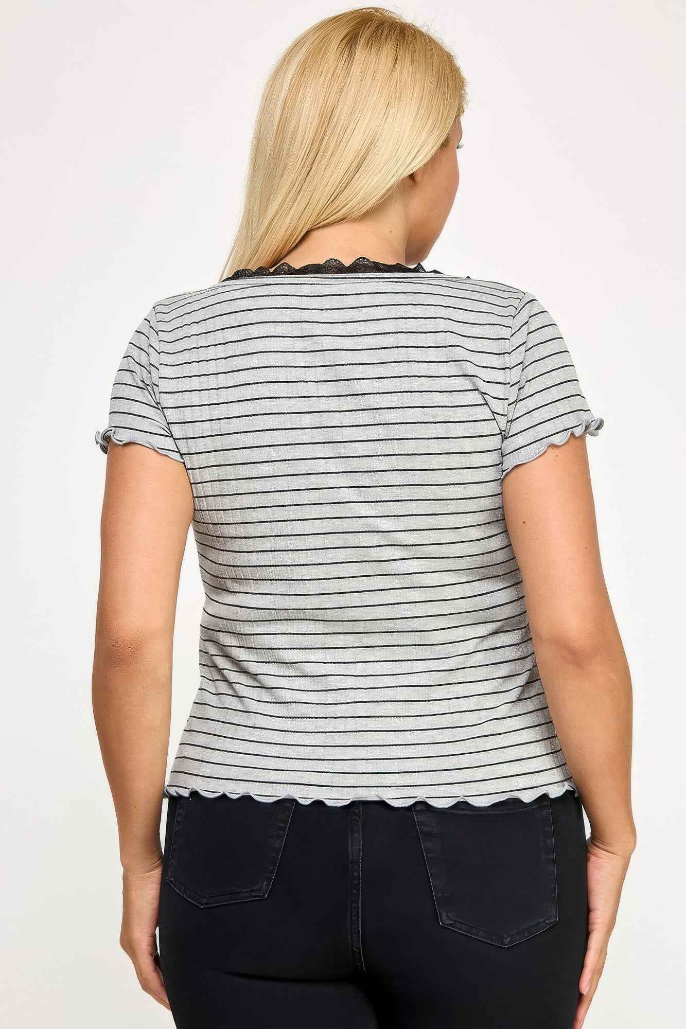 Plus Size Curly Merrow Tie Front Top - Mr Lou’s Place