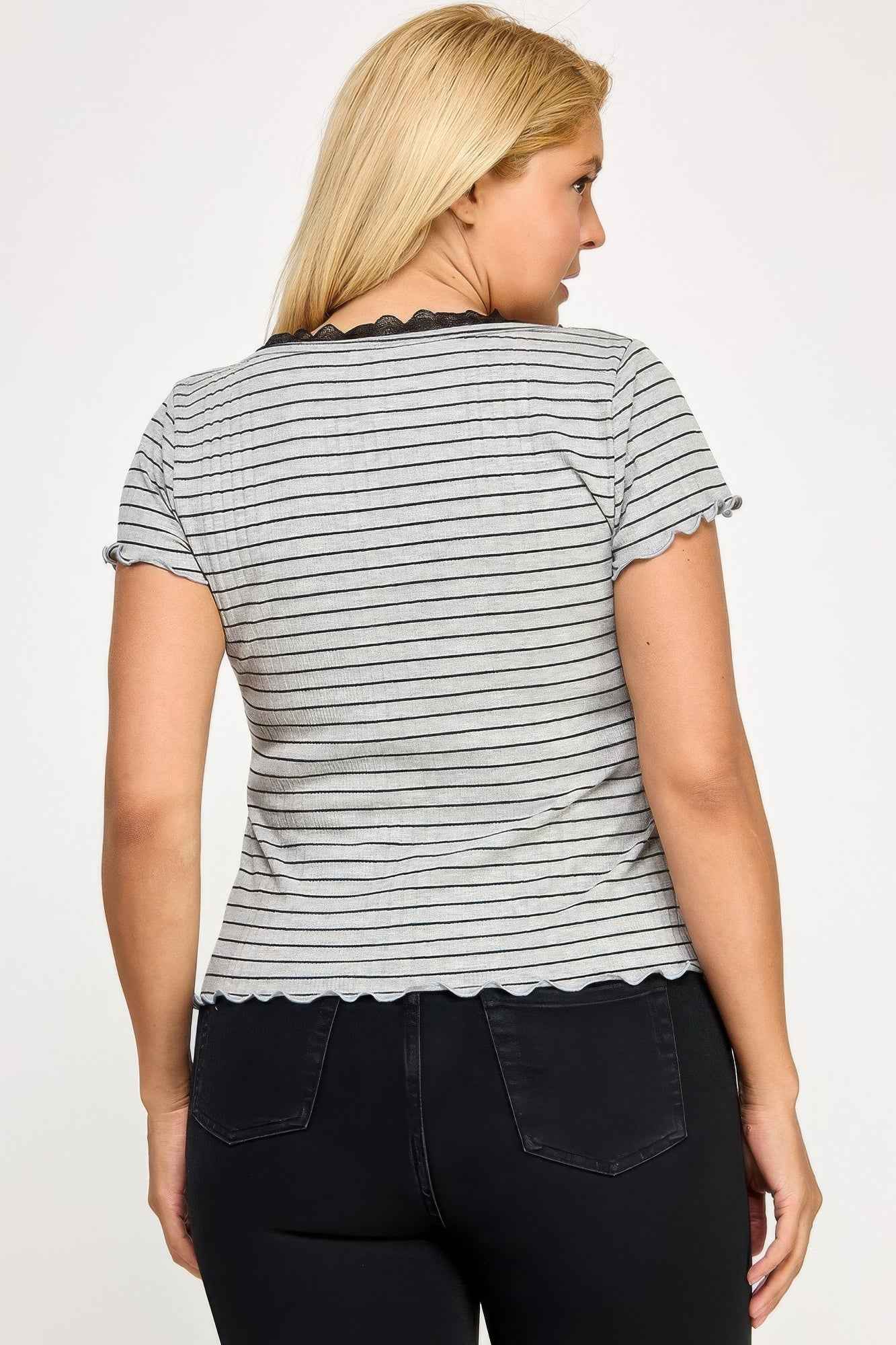 Plus Size Curly Merrow Tie Front Top - Mr Lou’s Place