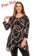 Plus Size Glitter V-neck Top Half Sleeve - Mr Lou’s Place