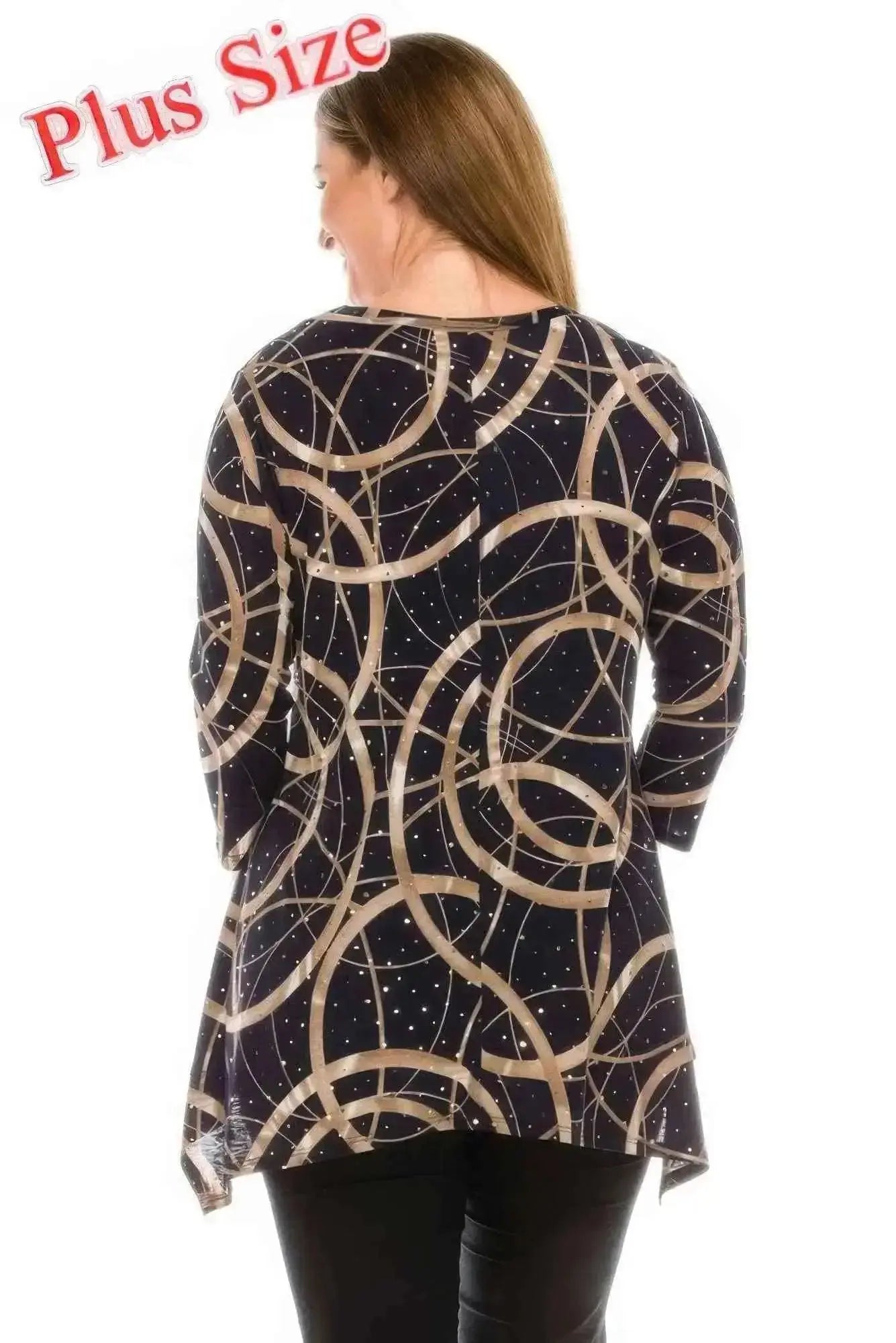 Plus Size Glitter V - neck Top Half Sleeve - Mr Lou’s Place