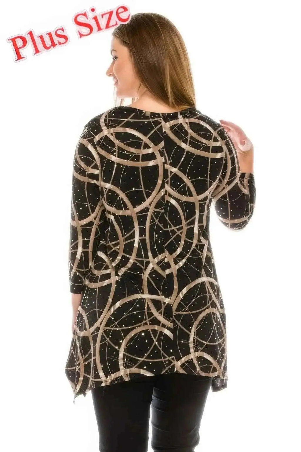 Plus Size Glitter V - neck Top Half Sleeve - Mr Lou’s Place