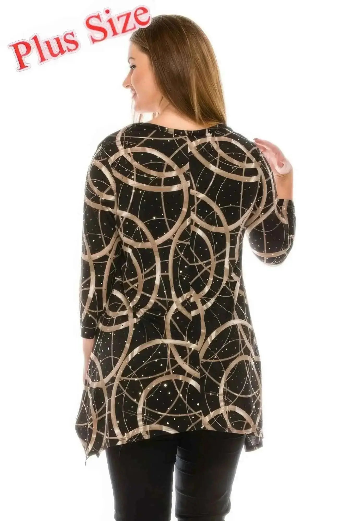 Plus Size Glitter V - neck Top Half Sleeve - Mr Lou’s Place