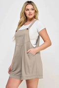 Plus Size Knit Linen Pleated Overall Shorts - Mr Lou’s Place