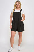 Plus Size Knit Linen Pleated Overall Shorts - Mr Lou’s Place