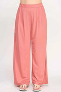Plus Size Knit Linen Pleated Wide Leg Pants - Mr Lou’s Place
