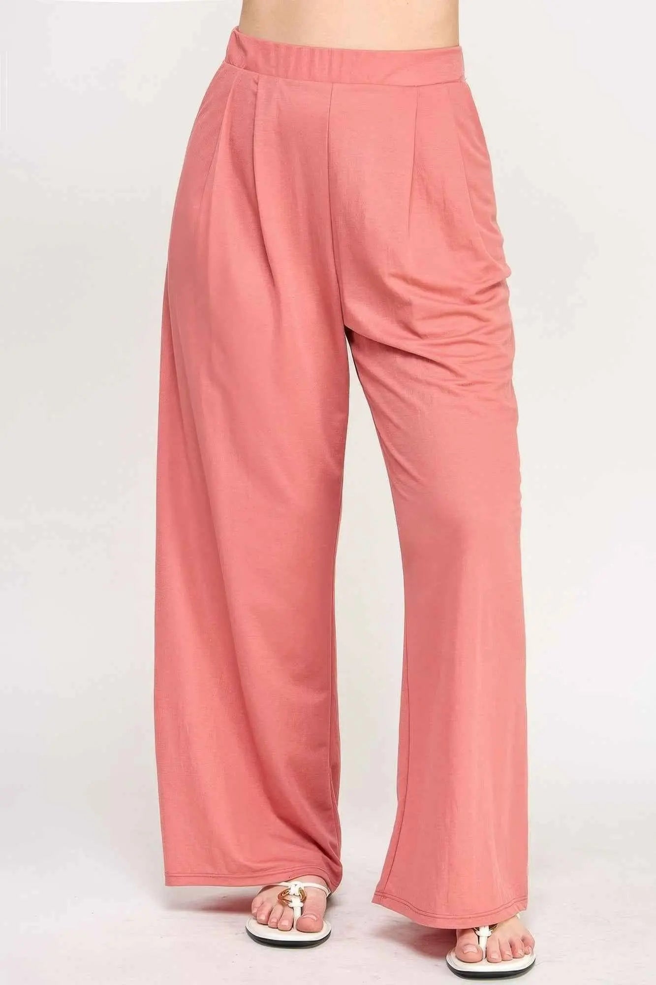 Plus Size Knit Linen Pleated Wide Leg Pants - Mr Lou’s Place