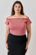Plus Size Knit Rib Double Ruffle Top - Mr Lou’s Place