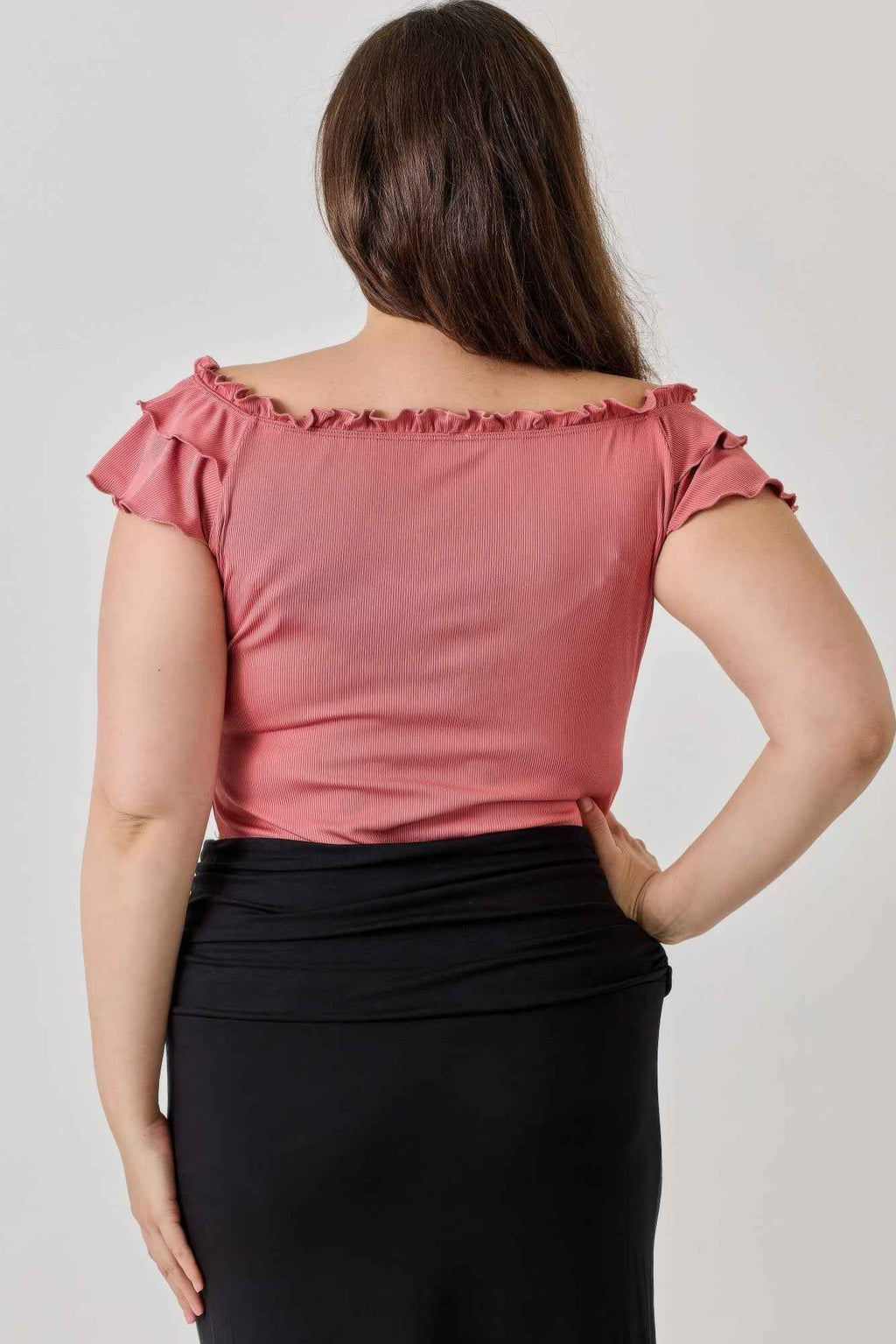Plus Size Knit Rib Double Ruffle Top - Mr Lou’s Place