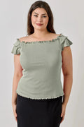 Plus Size Knit Rib Double Ruffle Top - Mr Lou’s Place