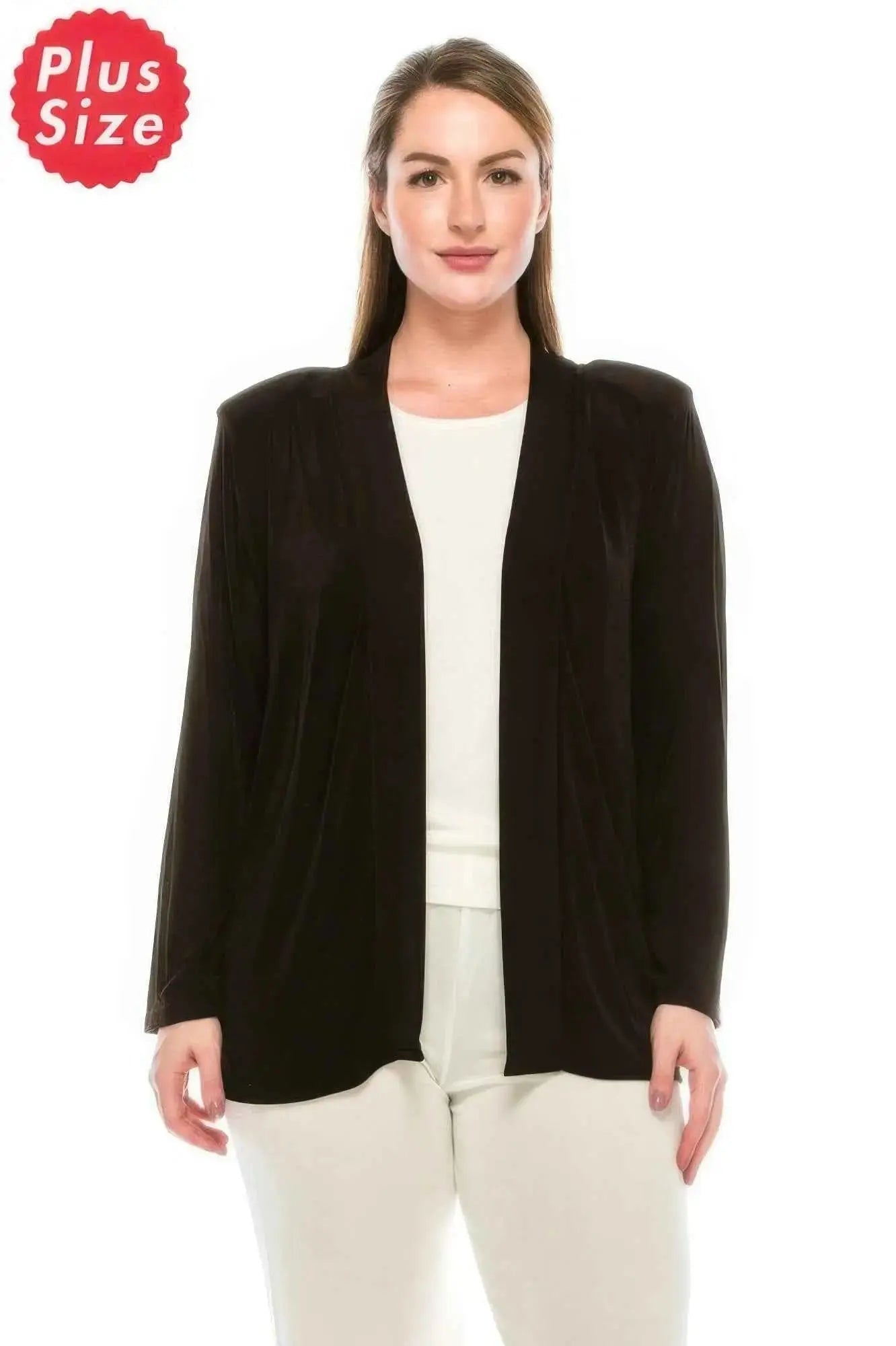 Plus Size Long Sleeve Acetate Cardigan - Mr Lou’s Place