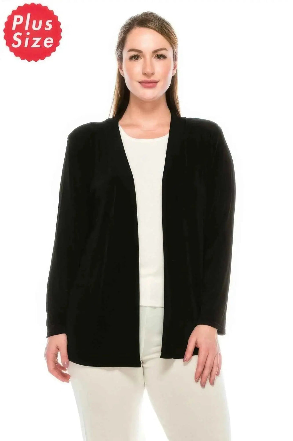 Plus Size Long Sleeve Acetate Cardigan - Mr Lou’s Place
