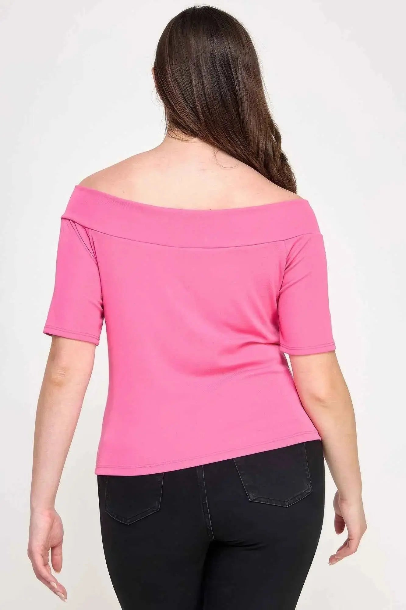 Plus Size Off The Shoulder Knit Rib Twist Knot Top - Mr Lou’s Place