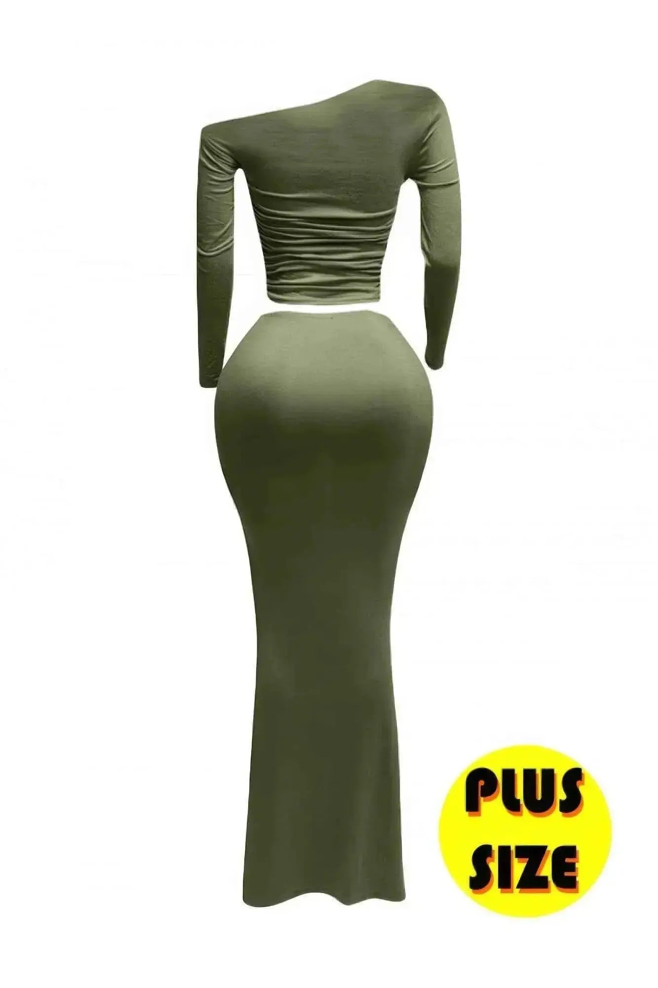 Plus Size One Side Off Shoulder Top & Skirt Set - Mr Lou’s Place