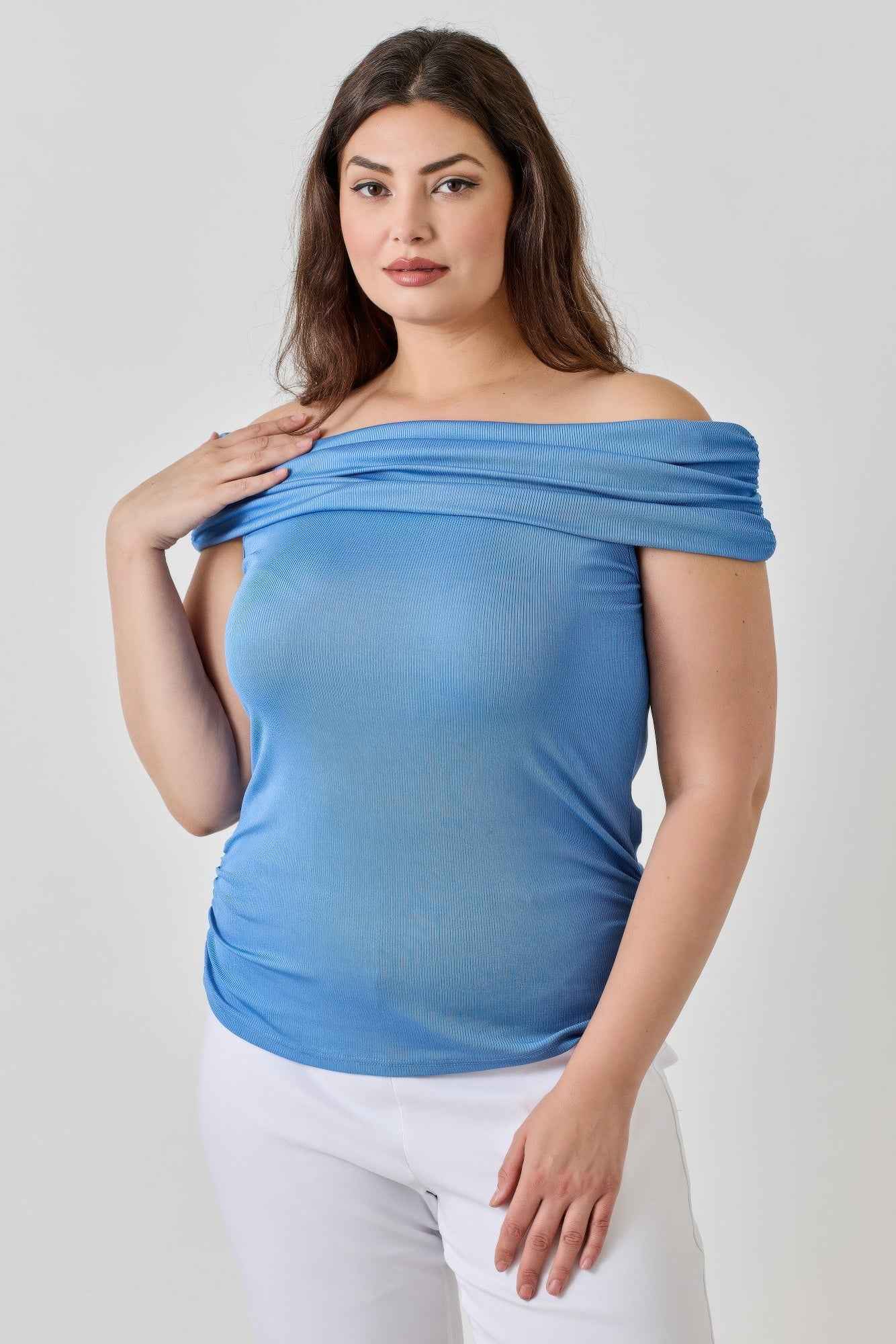 Plus Size Ots 2x1 Knit Rib Top - Mr Lou’s Place