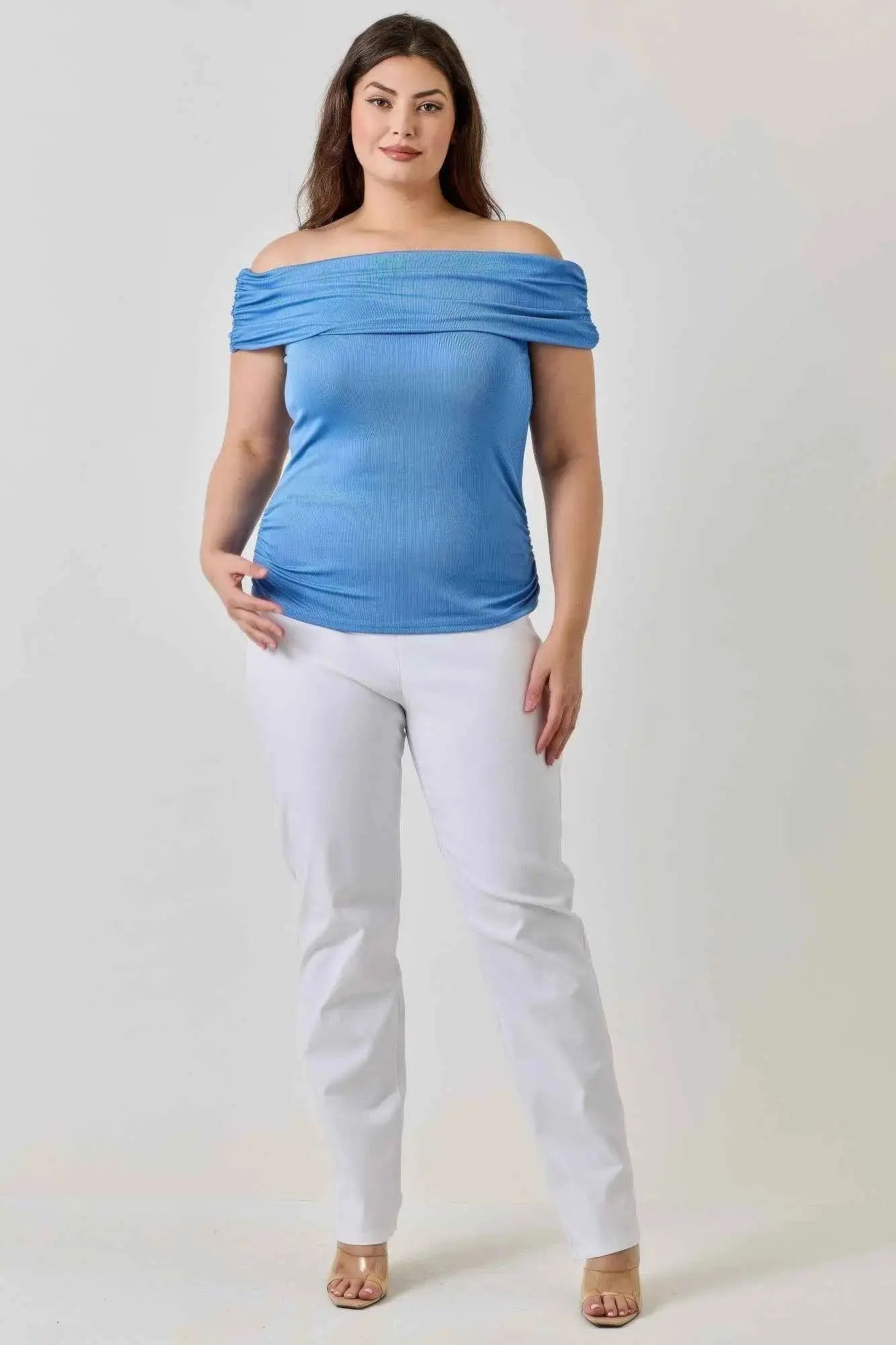 Plus Size Ots 2x1 Knit Rib Top - Mr Lou’s Place