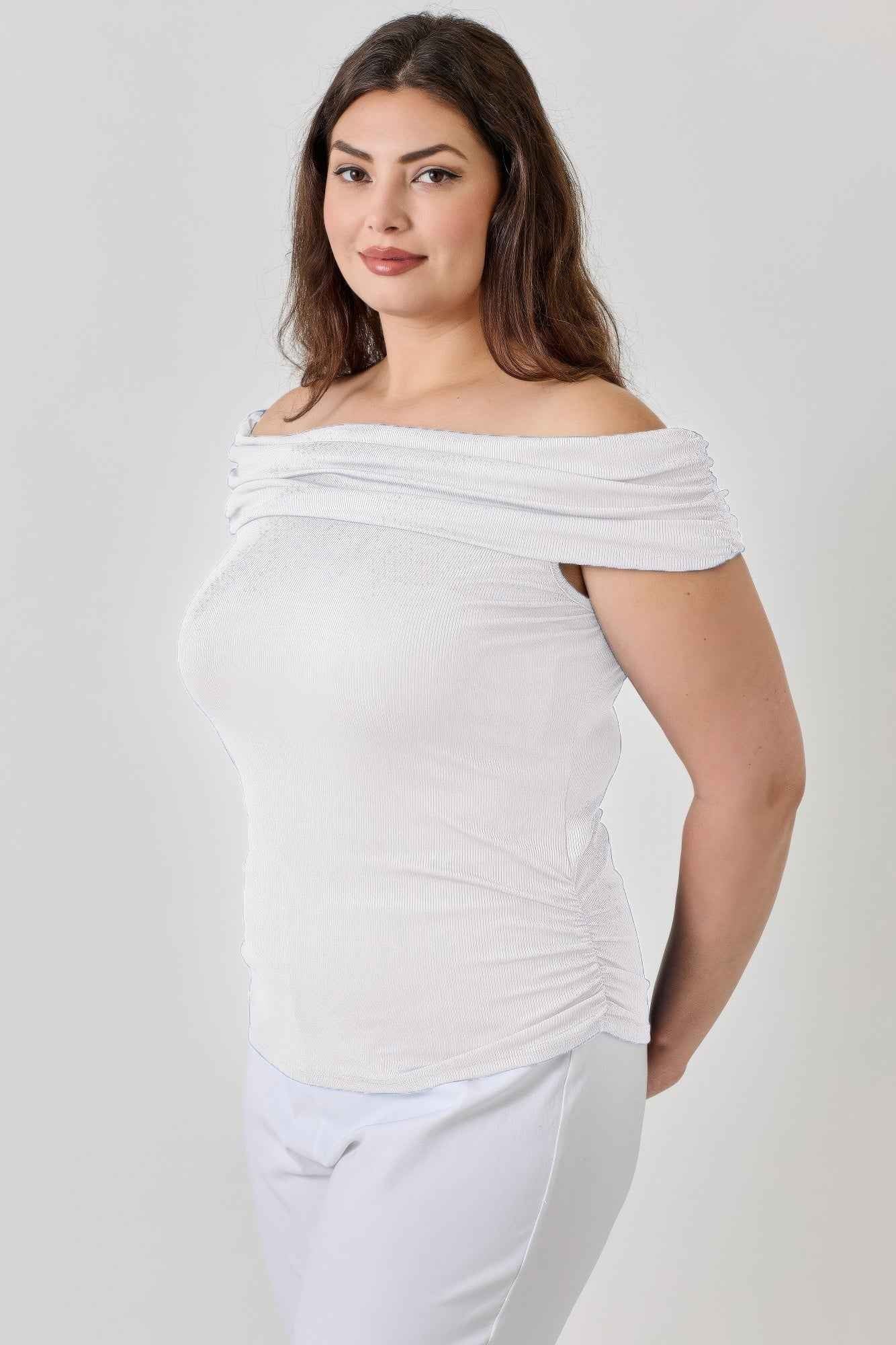 Plus Size Ots 2x1 Knit Rib Top - Mr Lou’s Place