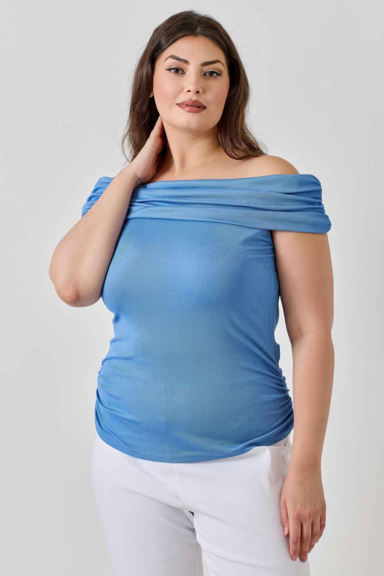 Plus Size Ots 2x1 Knit Rib Top - Mr Lou’s Place