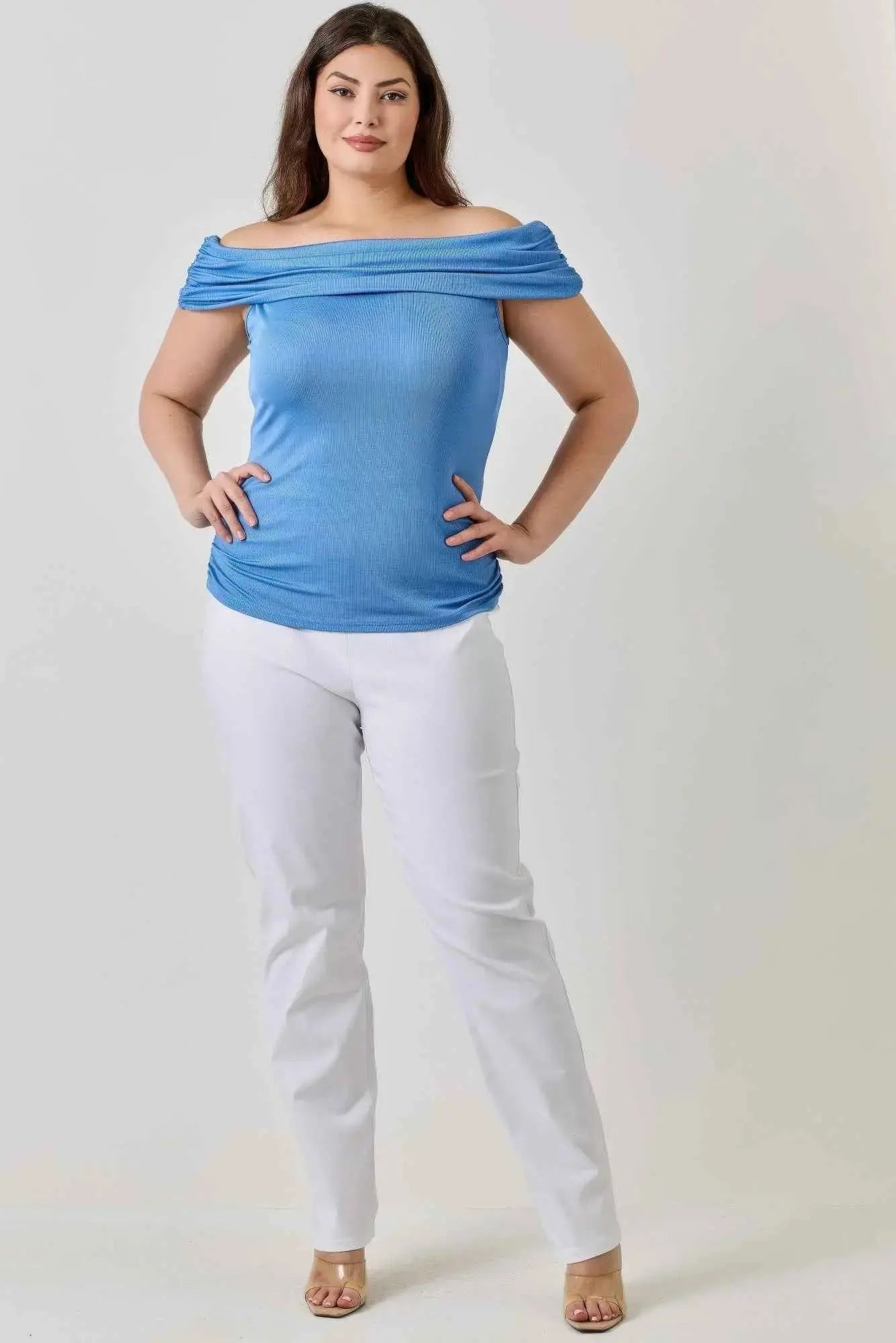 Plus Size Ots 2x1 Knit Rib Top - Mr Lou’s Place