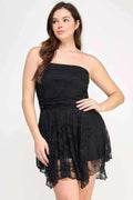 Plus Size Ots Lace Overlay Assym Dress - Mr Lou’s Place