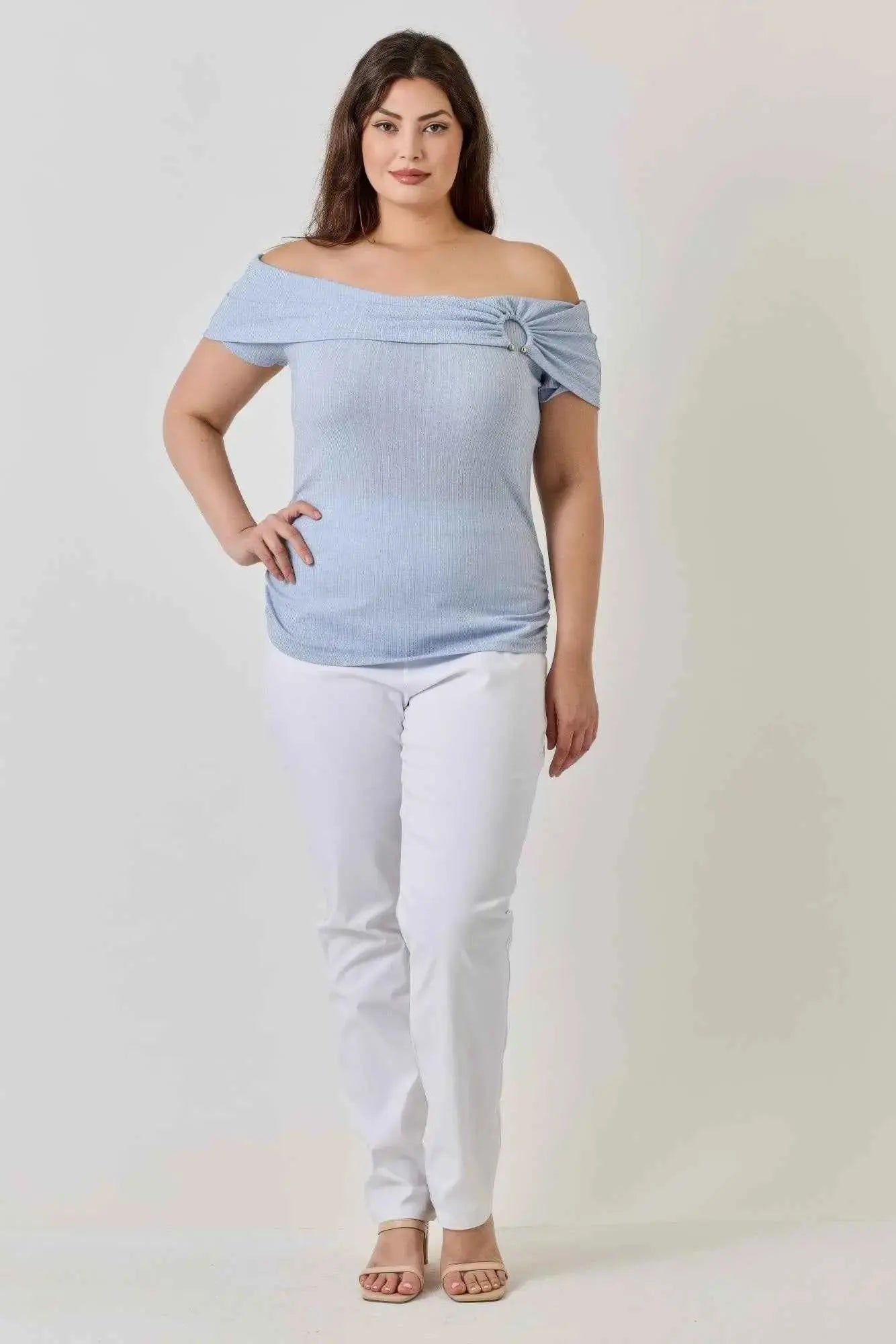 Plus Size Ots Pointelle Knit Rib Fold Over Top - Mr Lou’s Place