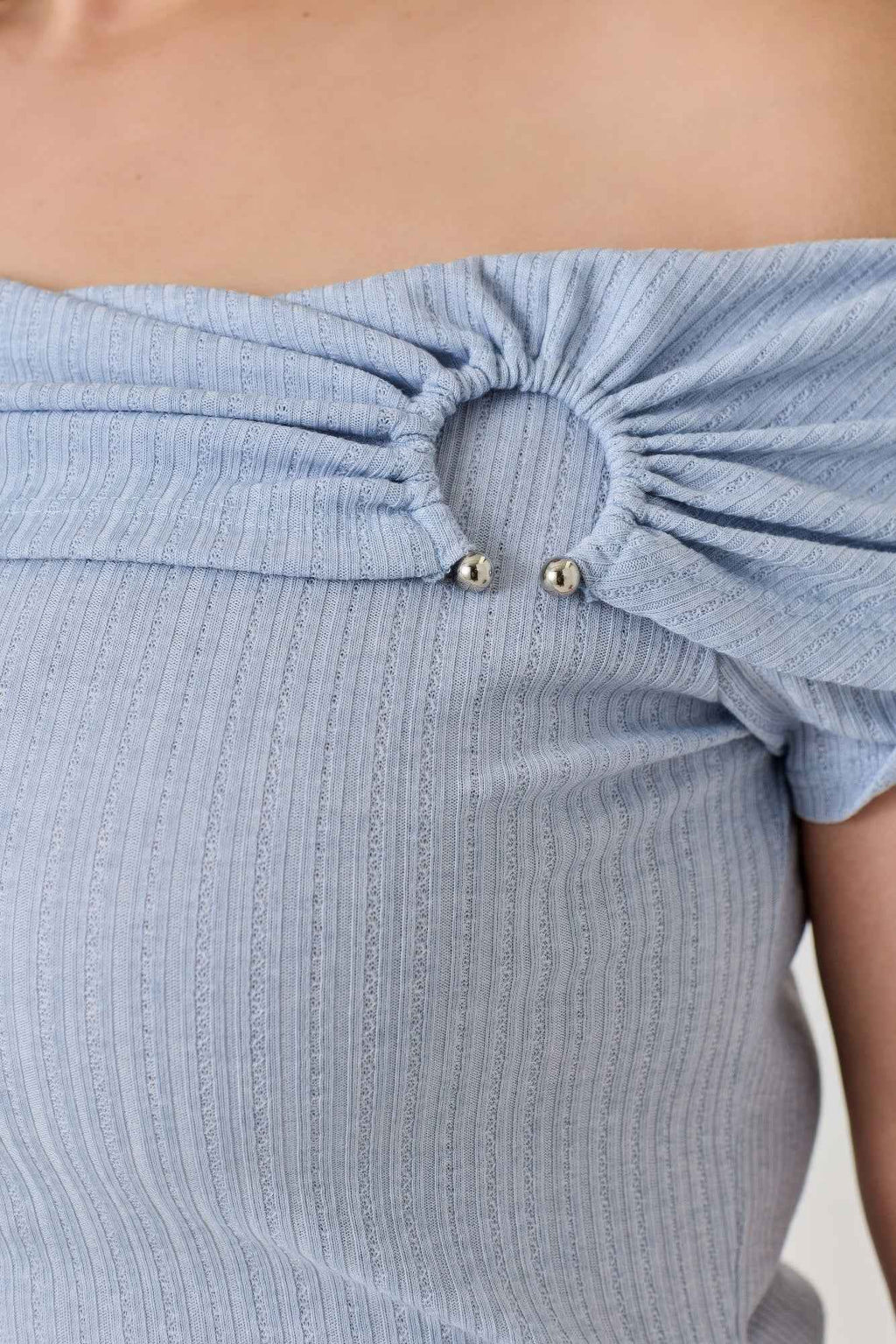 Plus Size Ots Pointelle Knit Rib Fold Over Top - Mr Lou’s Place