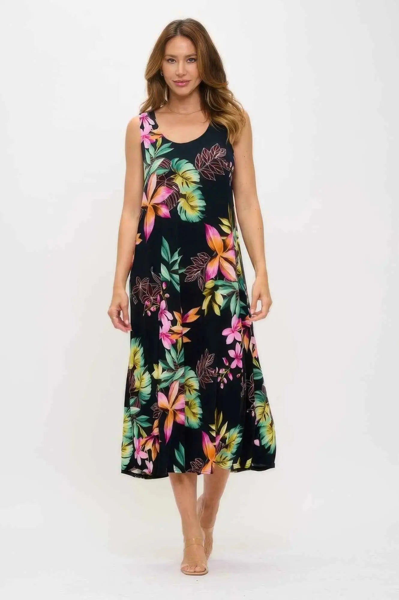 Plus Size Print Bns Tank Long Dress - Mr Lou’s Place