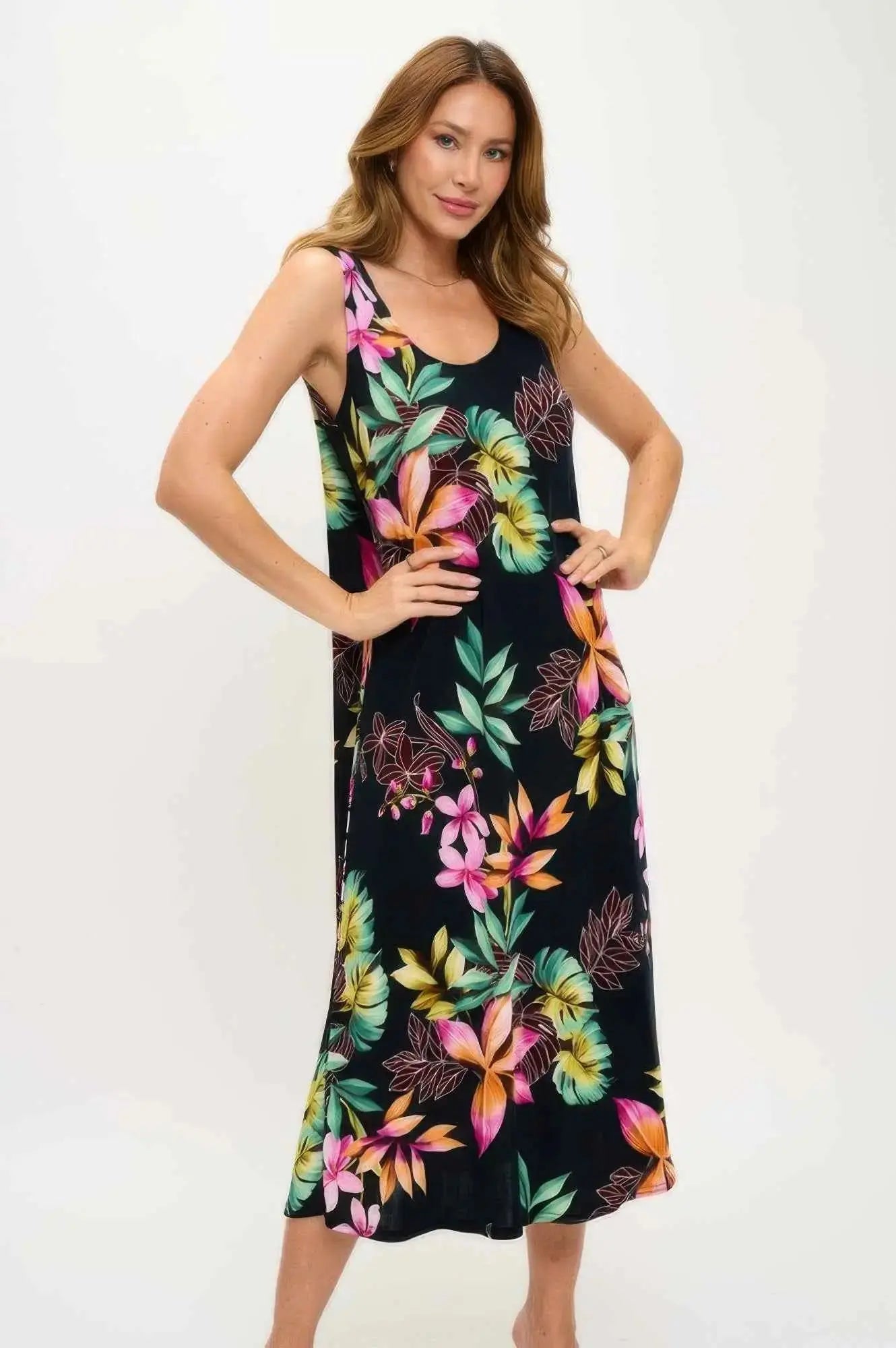 Plus Size Print Bns Tank Long Dress - Mr Lou’s Place