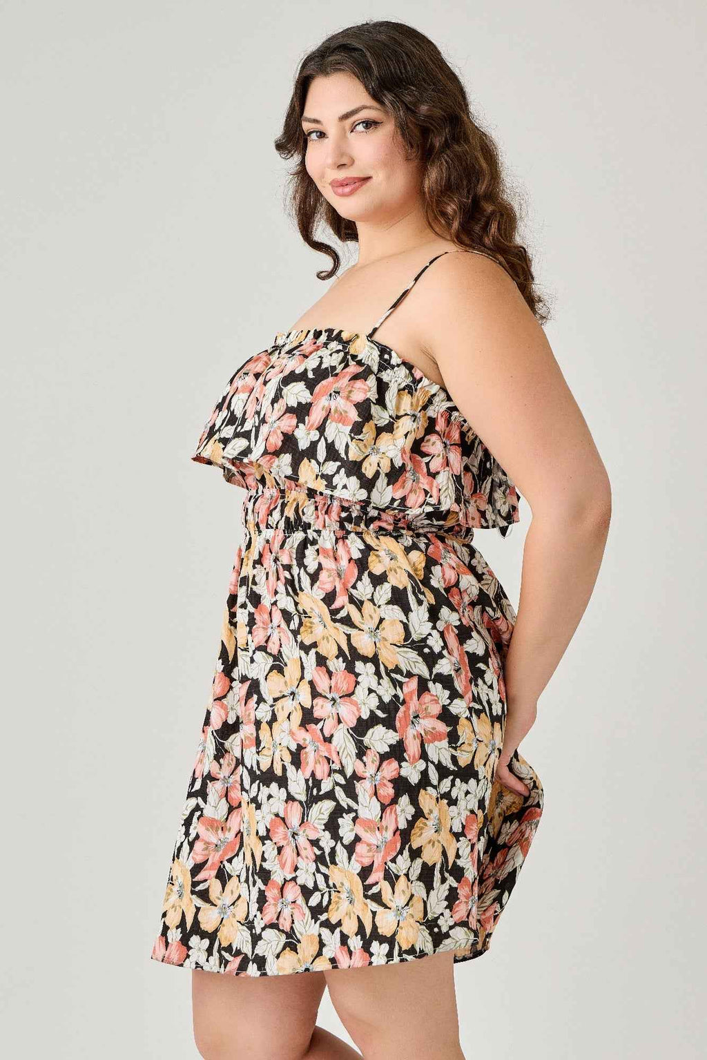 Plus Size Rayon Challis Floral Ruffled Tier Dress - Mr Lou’s Place