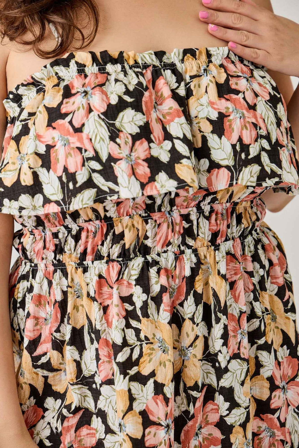 Plus Size Rayon Challis Floral Ruffled Tier Dress - Mr Lou’s Place